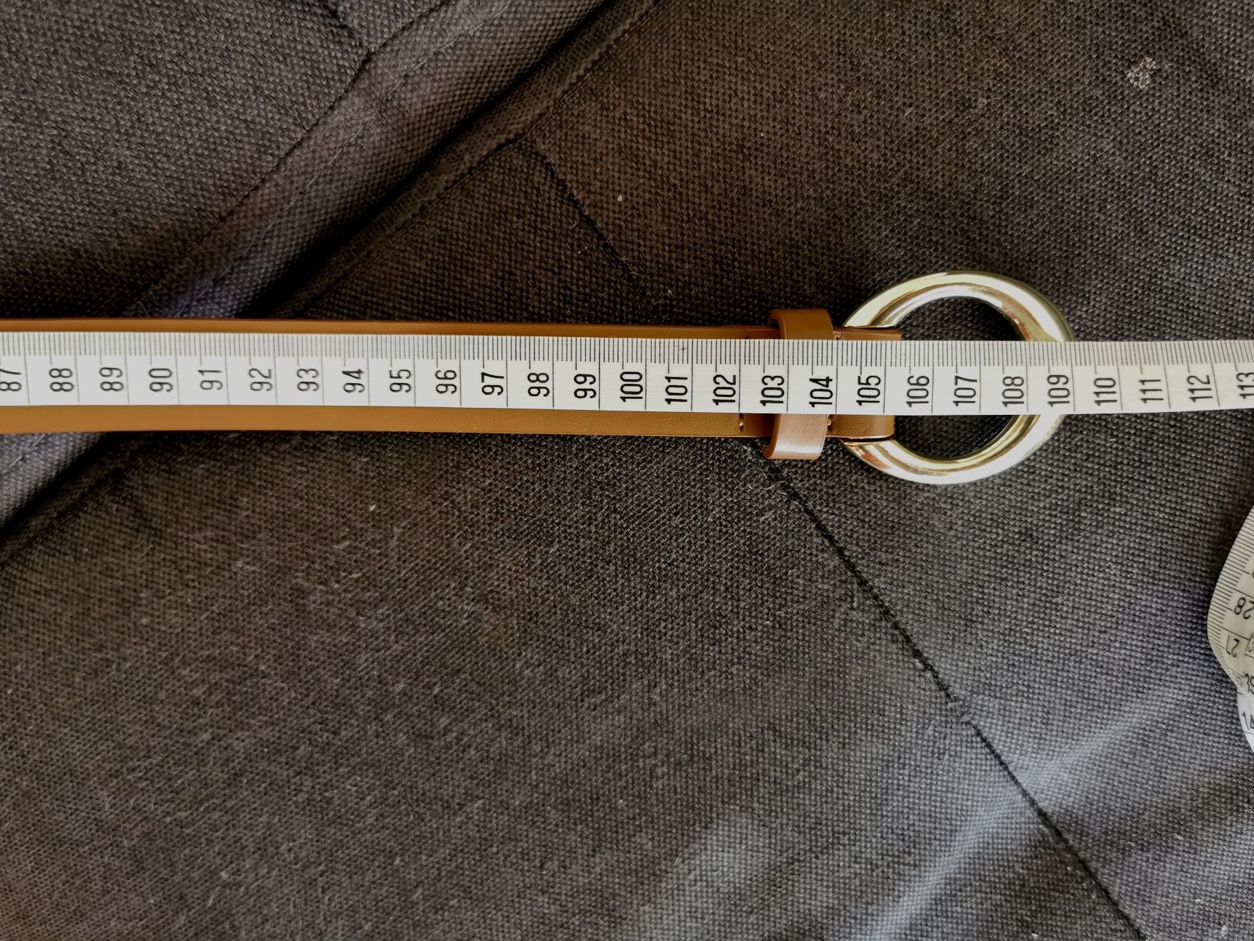 Pasek brązowy złota klamra Bonprix 105 cm