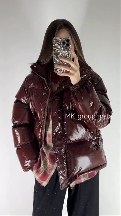 +НОВА МОДЕЛЬ Куртка лак весна жіноча пуфер пуффер подовжена овер