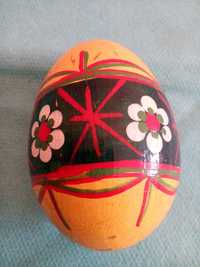 Jajko drewniane ozdobne ręcznie malowane unikat PRL