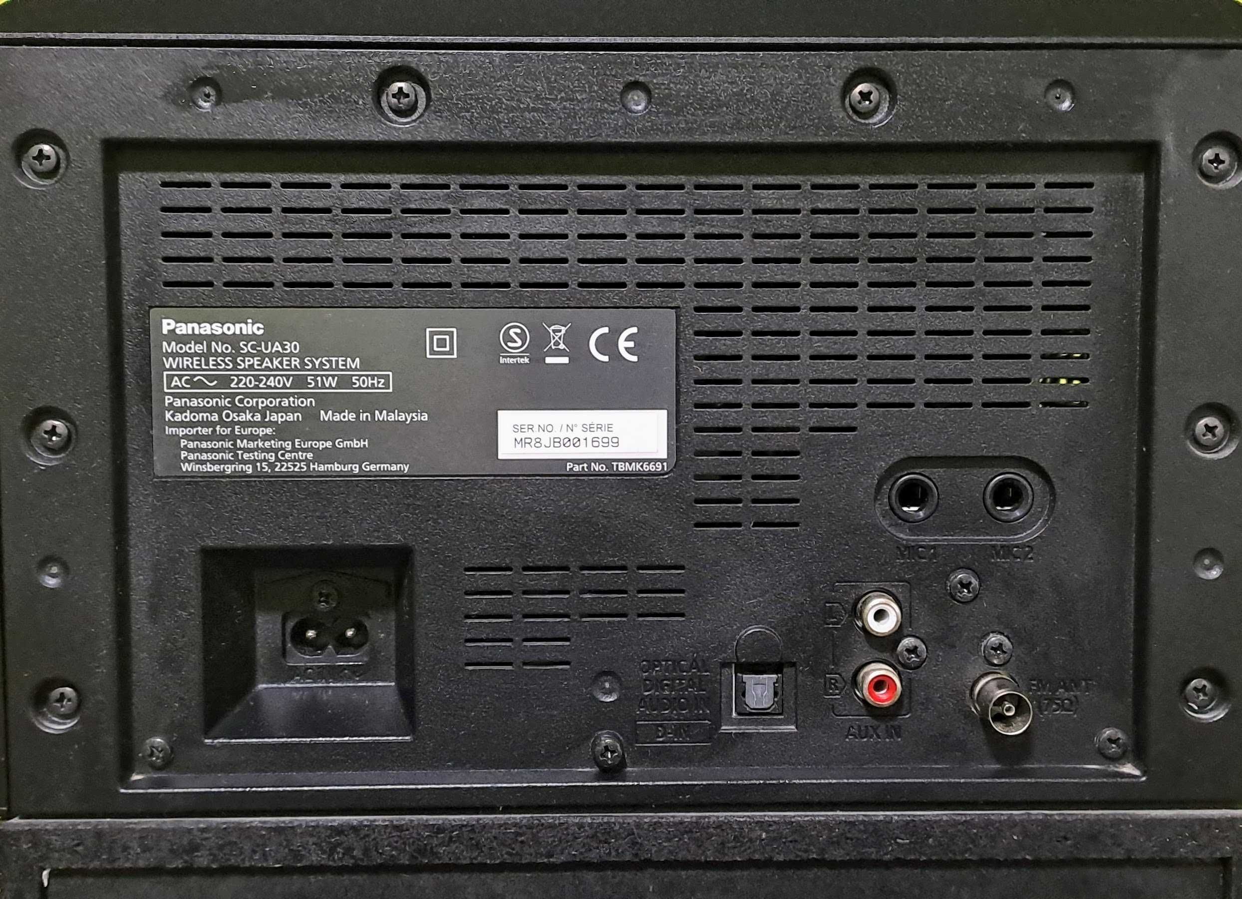 Panasonic SC-UA30, POWER AUDIO,  radioFM, BT, Android APP, OPT-IN