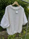 Bialy sweter damski z moheru z krotkim rekawem oversize UNI