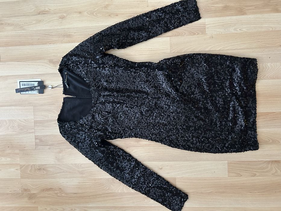 Czarna cekinowa sukienka mini r. 34