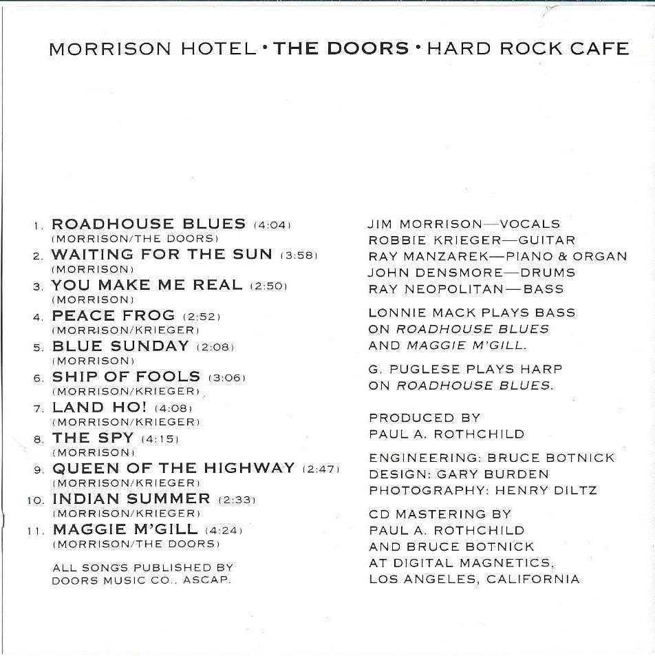 Doors - - - - - Morrison Hotel - - - - - CD