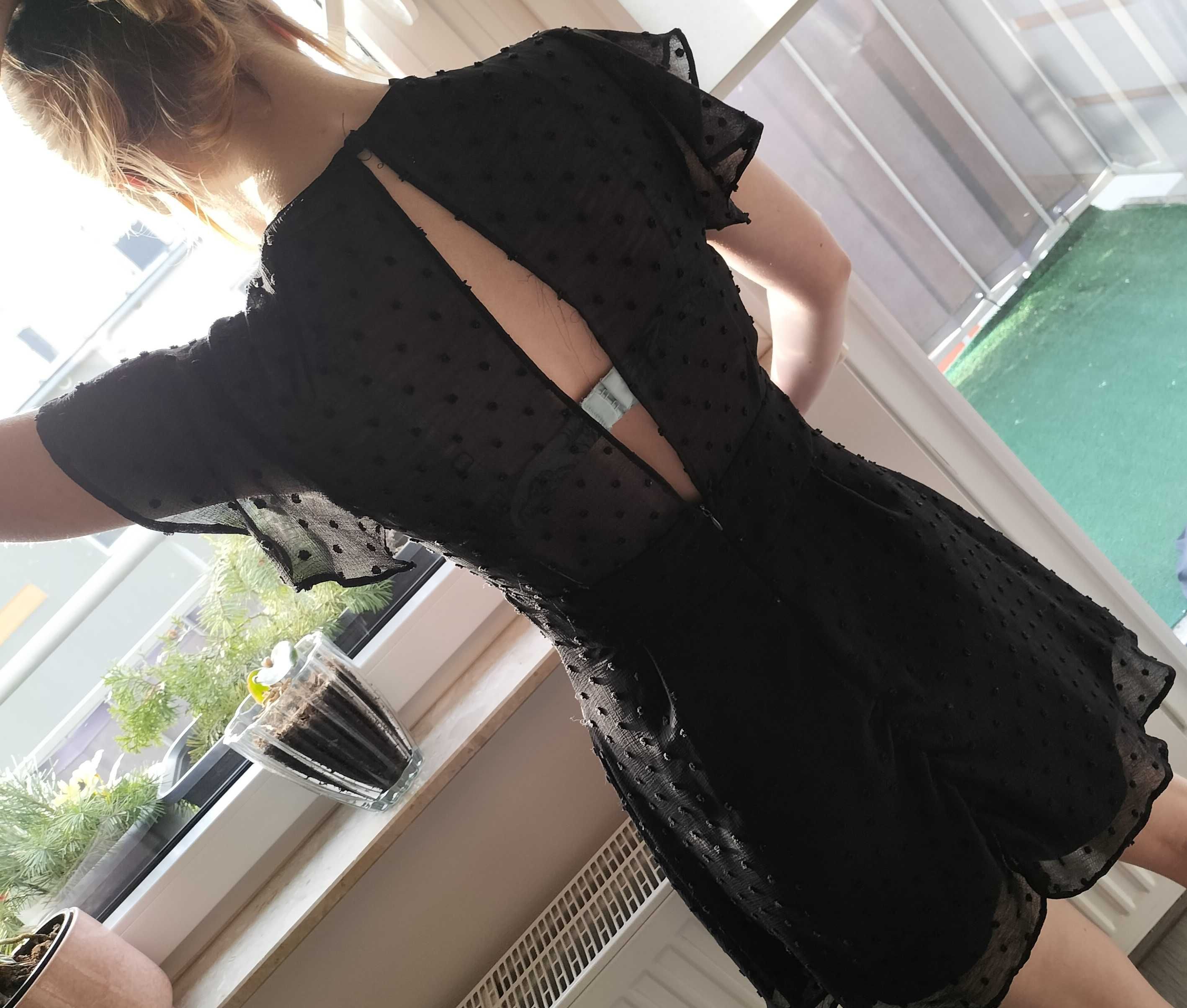 Zara Kombinezon mini sukienka czarna na podszewce XS