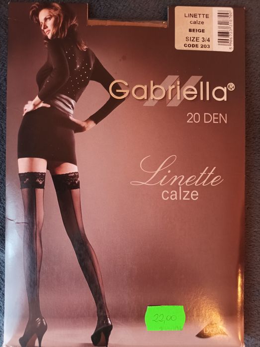 Pończochy samonośne Linette Gabriella beżowe, Rozm 3/4 20 den