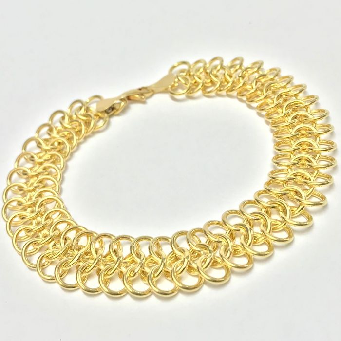 Złota BRANSOLETKA damska 18K cudowny szeroki SPLOT