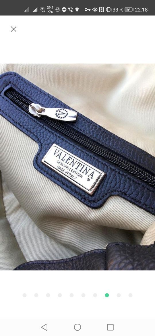 Шикарна італійська шкіряна сумка Valentina