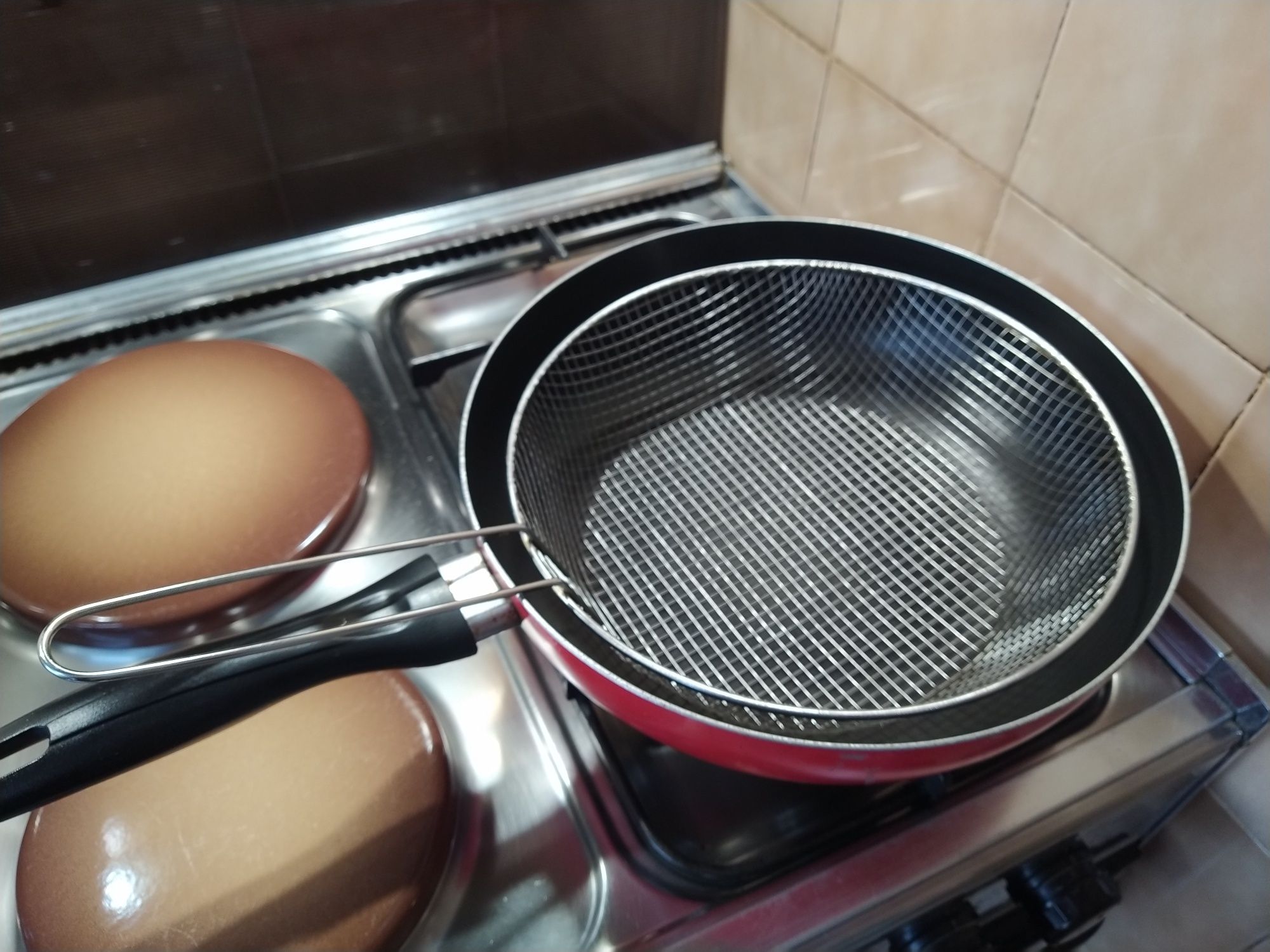 Cesto para fritos fritar fritadeira rede casa cozinha vivenda.