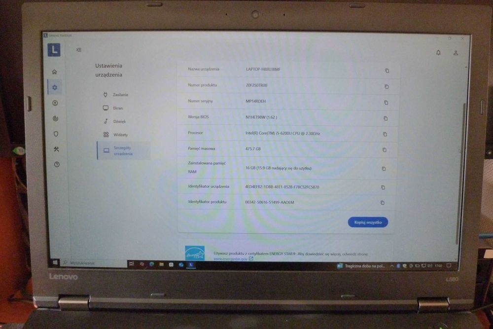 Lenovo ThinkPad L560  (500GB SSD/16GB RAM/WIN10 PRO)