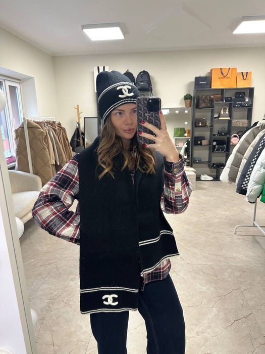 Зимовий комплект Chanel кашеміровий шерстяний шапка шарф