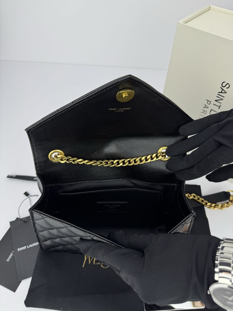 Сумка YSL Yves Saint Laurent Envelope шкіра | біла та чорна