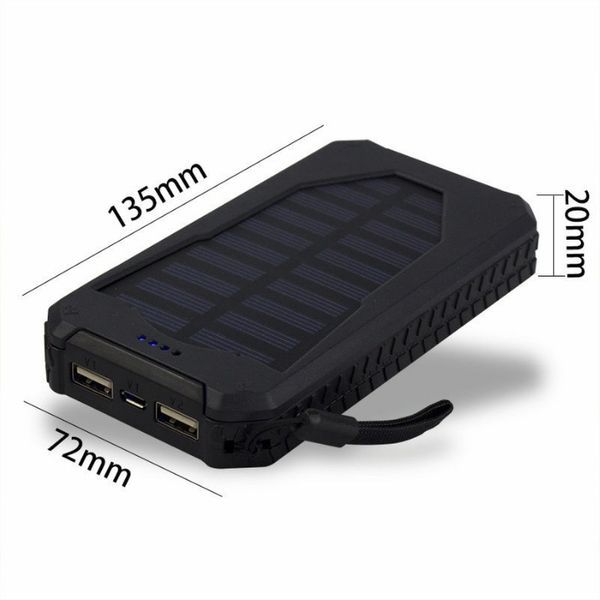 Power Bank Carregador a energia solar e USB 20000 mAh e Led lanterna