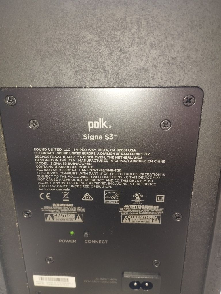 Саундбар з безпровідним сабвуфером Polk Audio Signa S3 Black 2.1