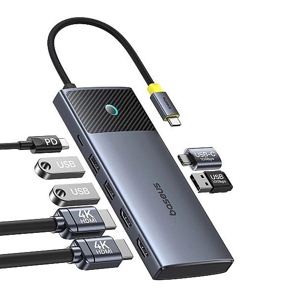 Hub Baseus Metal Gleam Series Ii 7w1 Usb-c - Usb-c Pd100w / 2x Usb-a /