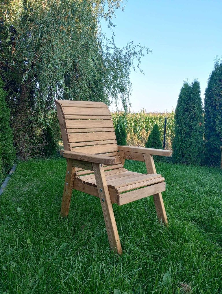 Fotel i Krzesło Ogrodowe Drewniane