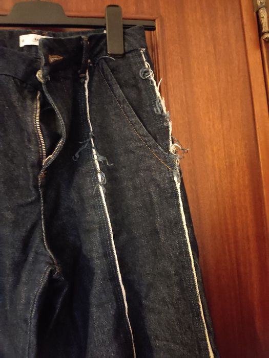 Calças ganga escura largas mango