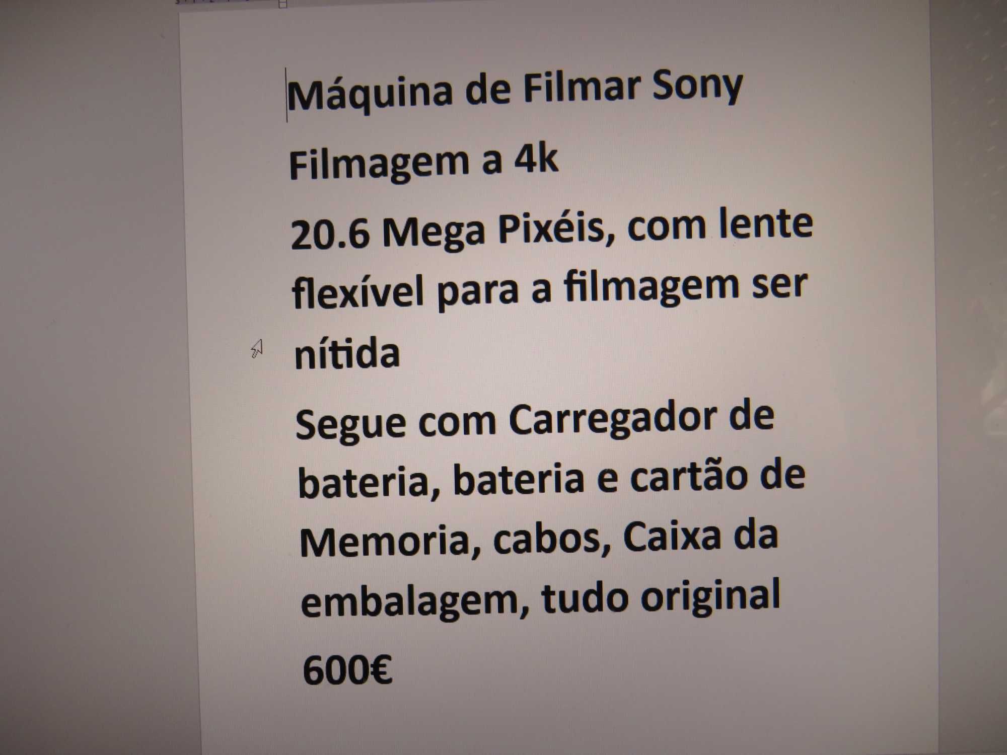 Máquina de filmar COMO NOVA sony handycam 20.6