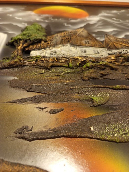 Obraz duży na ścianę w ramie drewnianej