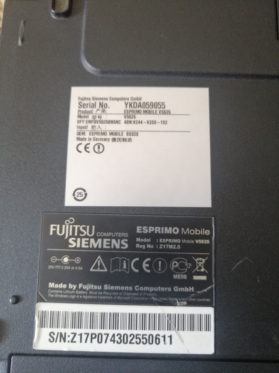 Продам ноутбук fujitsu v5535