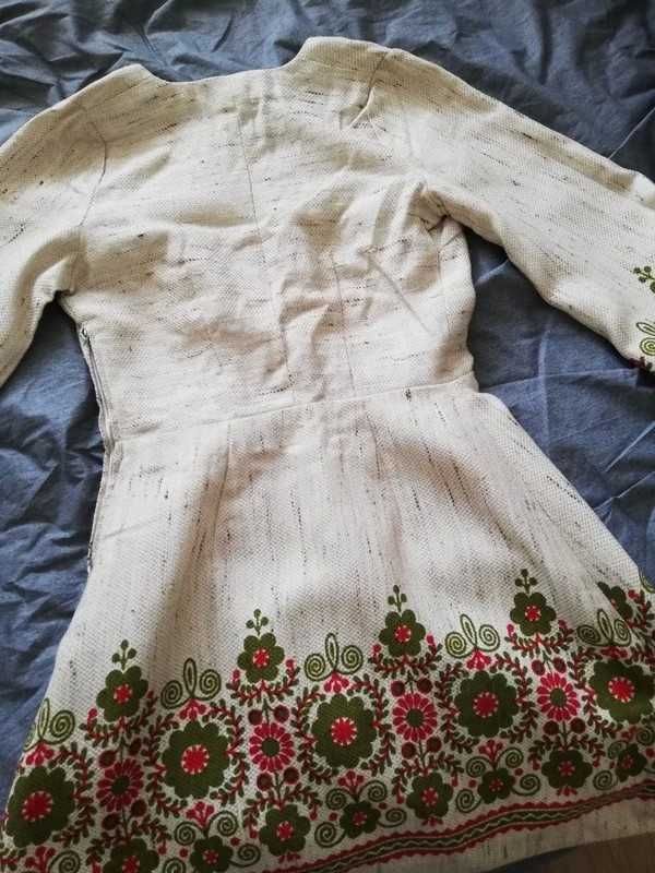 Sukienka mini len lniana boho vintage retro 70s hippie lata 70te xs s