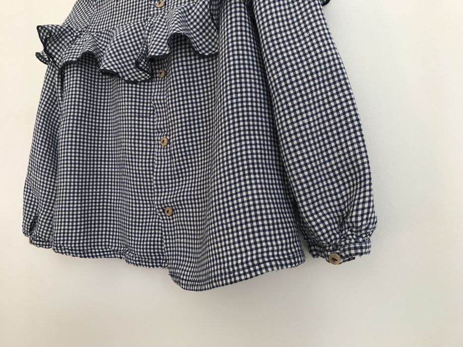 Bluzka koszula w kratkę vichy z falbanka Zara 104 cm 3/4 lata