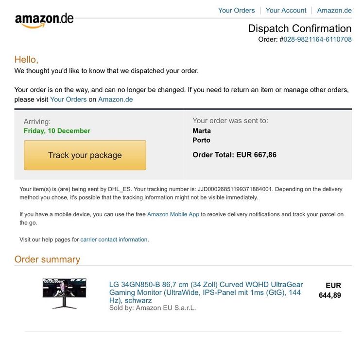 Como Novo Monitor Gaming Curvo LG 34’’