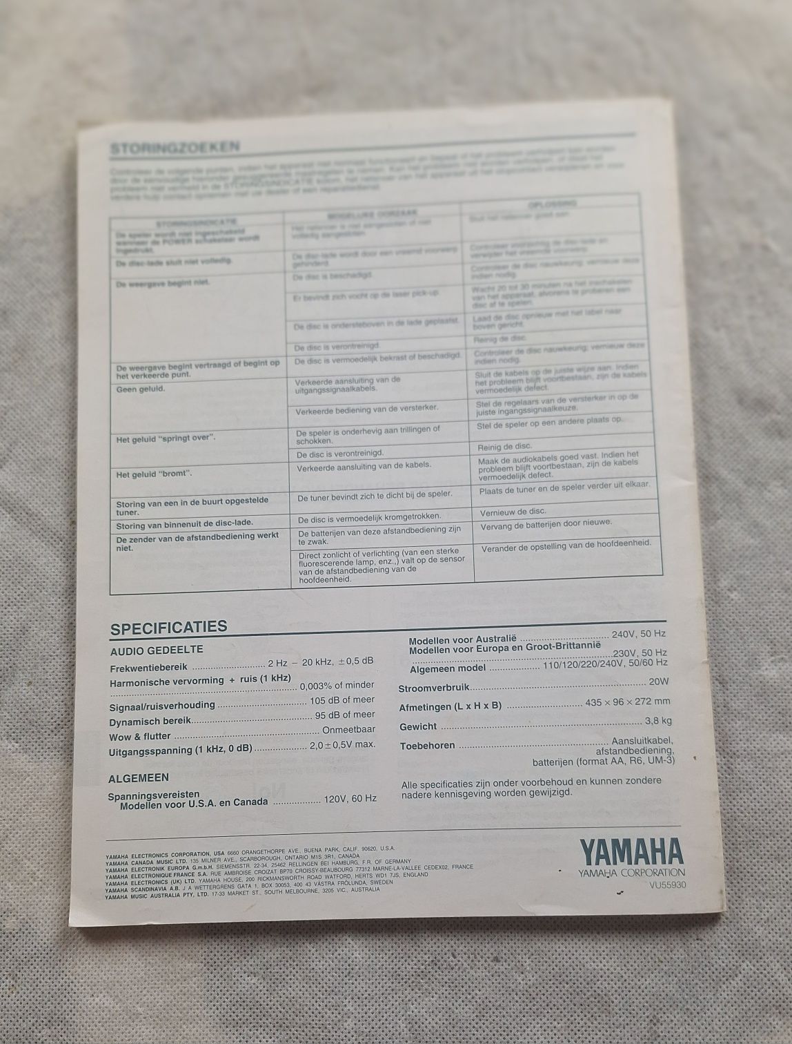 Instrukcja obsługi odtwarzacz CD Yamaha CDX-390