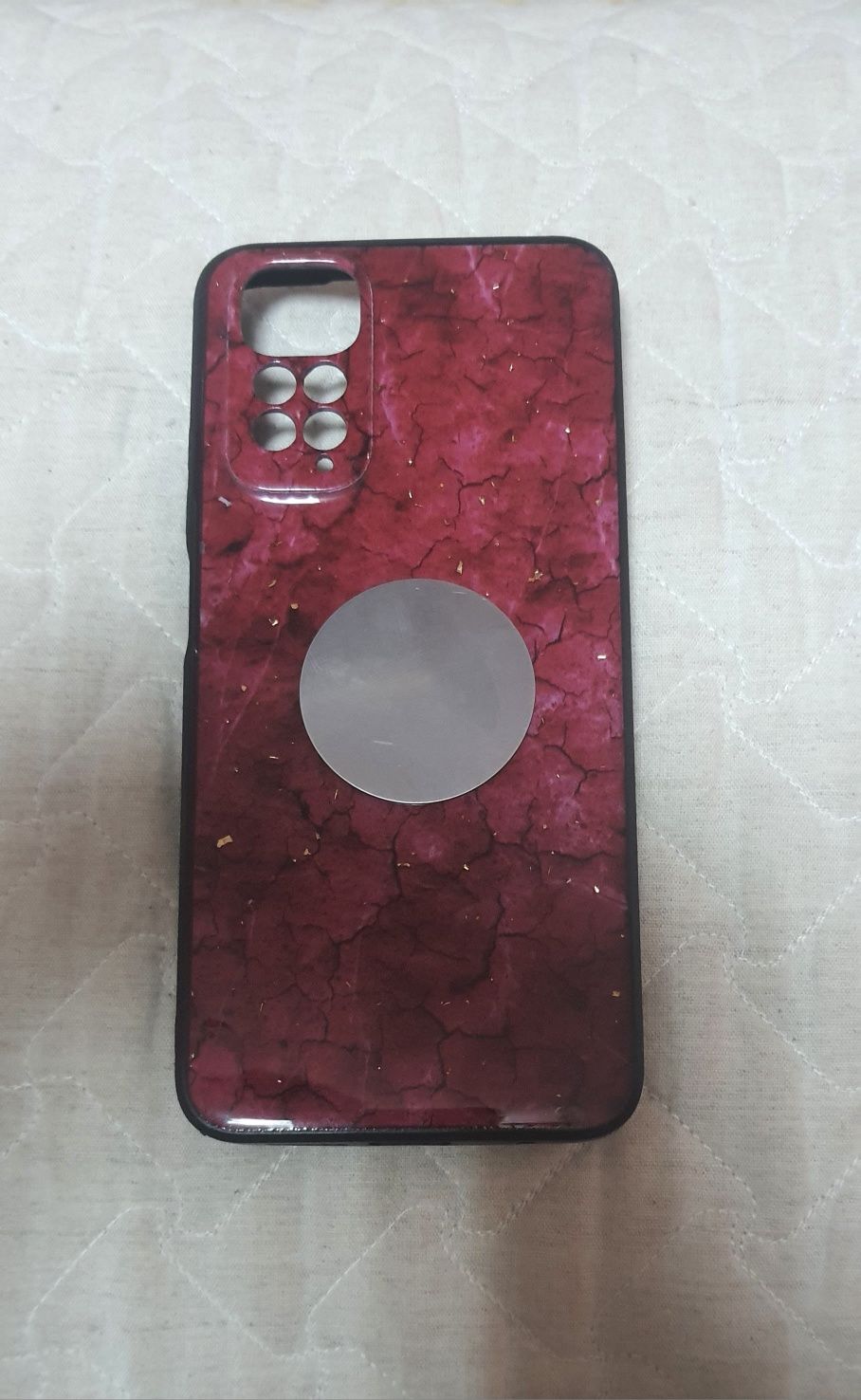 Capa marmoreada vermelha para Xiaomi Redmi Note 11 – com suporte metál