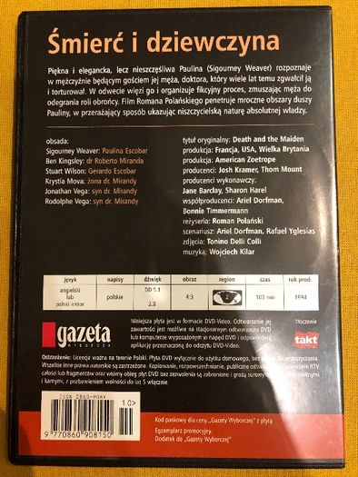 Śmierć i dziewczyna - film DVD