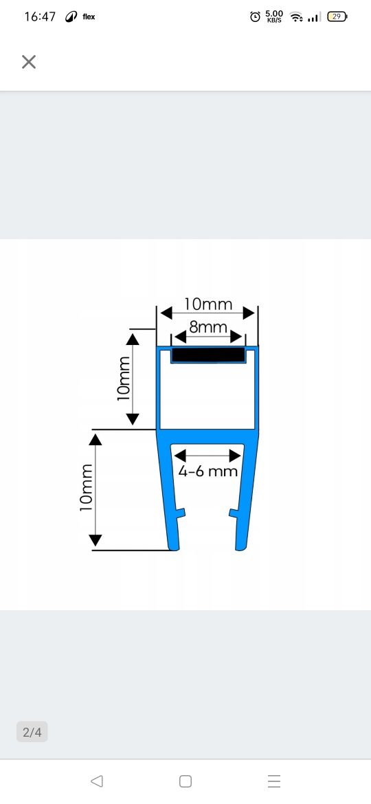 Uszczelka magnetyczna do kabiny prysznicowej Uszczelka magnetyczna US8