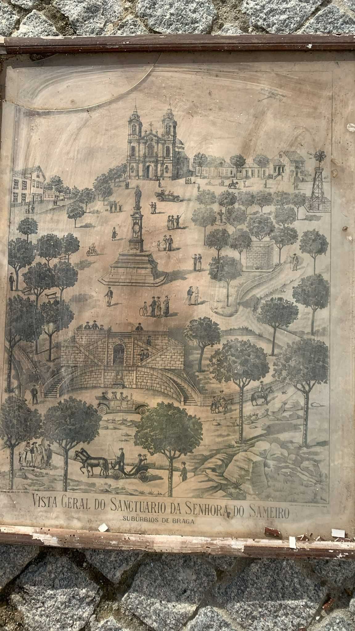 Conjunto de duas litografias antigas da autoria de Júlio de Almeida