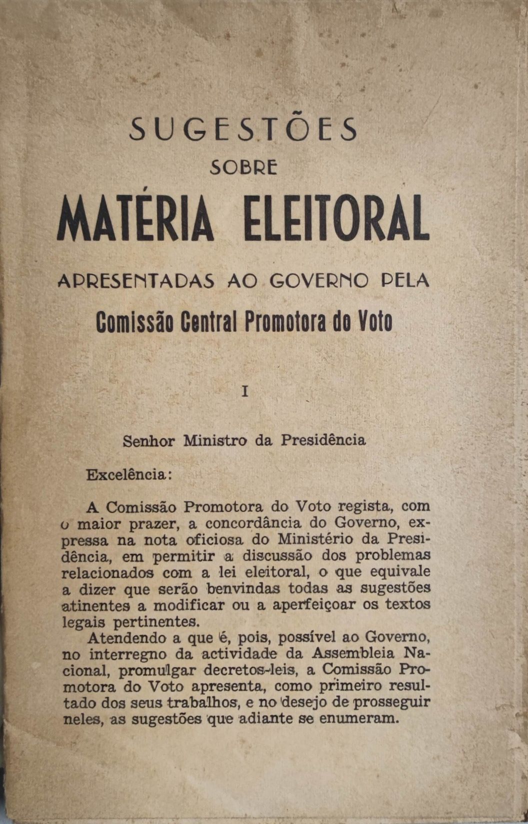 Livro - Sugestões sobre Matéria Eleitoral Apresentadas ao Governo ..