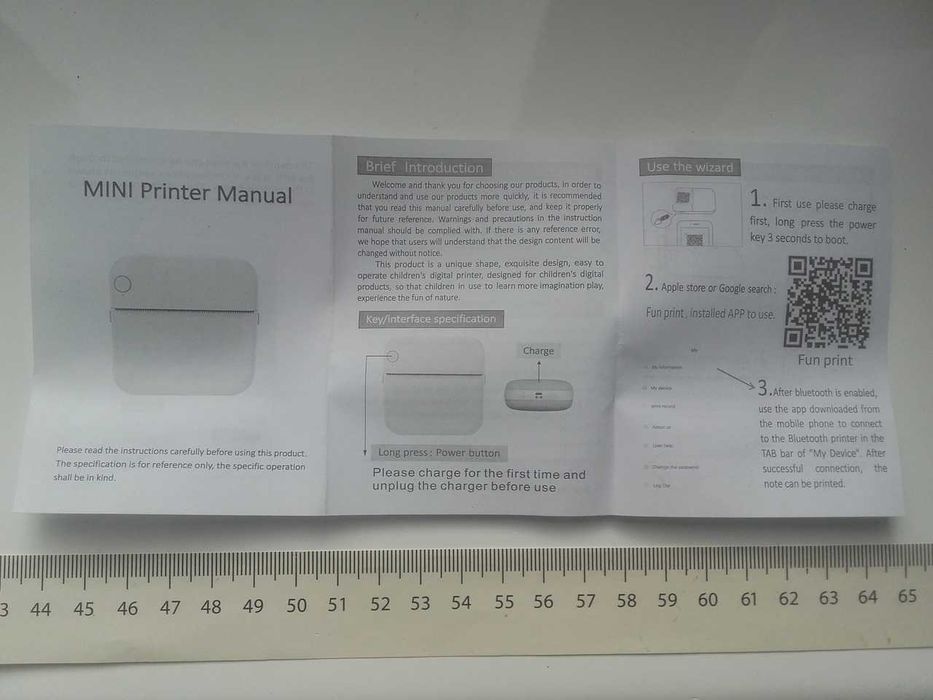 Mini drukarka przenośna termiczna papierowa bezatramentowa Bluetooth A