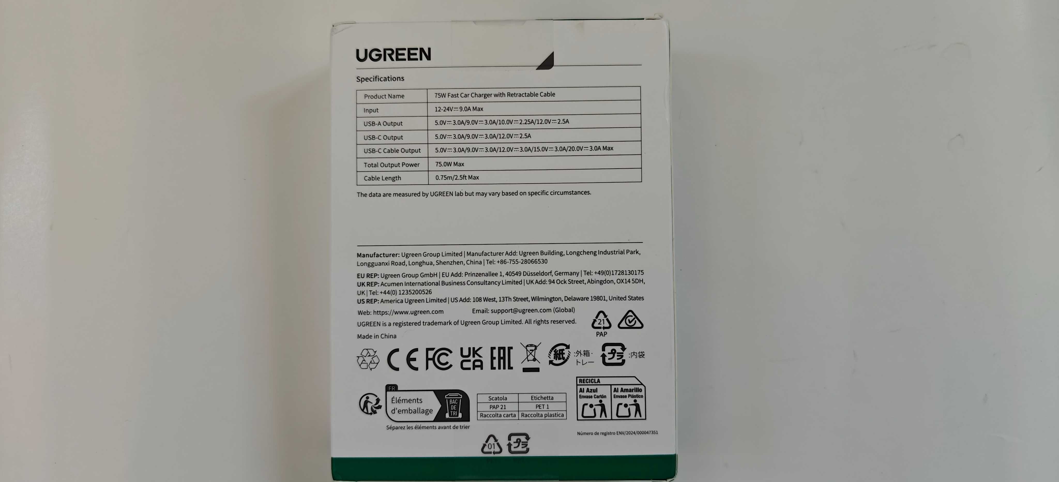 Зарядка для смартфона Ugreen 65w 75w
