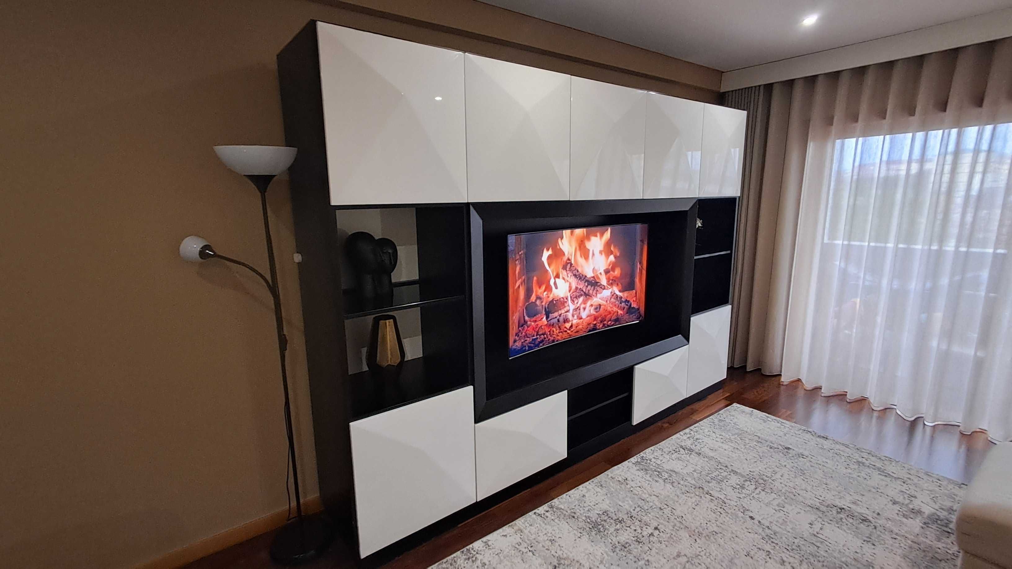 Movel TV em MDF Lacado a Branco e Preto