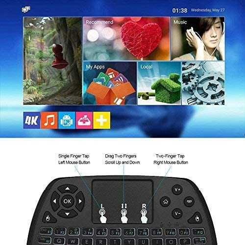 Teclado c/ Touchpad MG-A3, Wireless Mini Keyboard, retroiluminado, usb