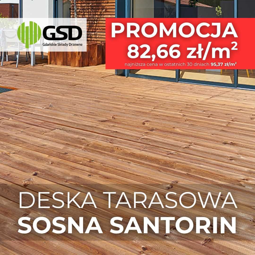 Deska tarasowa SANTORIN 27x145x4000 sosnowa impregnowana. OBNIŻKA 13%
