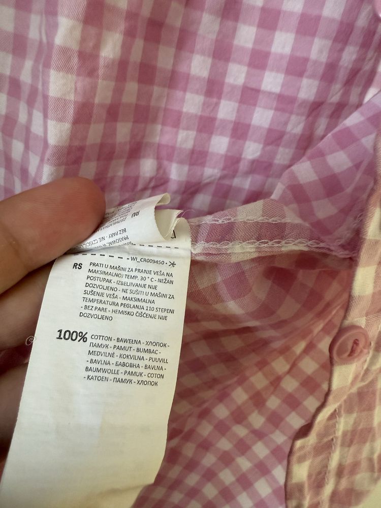 Koszula damska w kratę bez rękawów 100% bawełna Cropp S różowo-biała