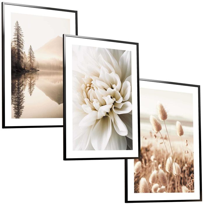 50x40 obrazy w ramie plakaty ramka JEZIORO ŁĄKA KWIATY NATURA BOHO