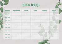 Plan lekcji PROJEKT | motyw minimalistyczny | wzór do wydruku