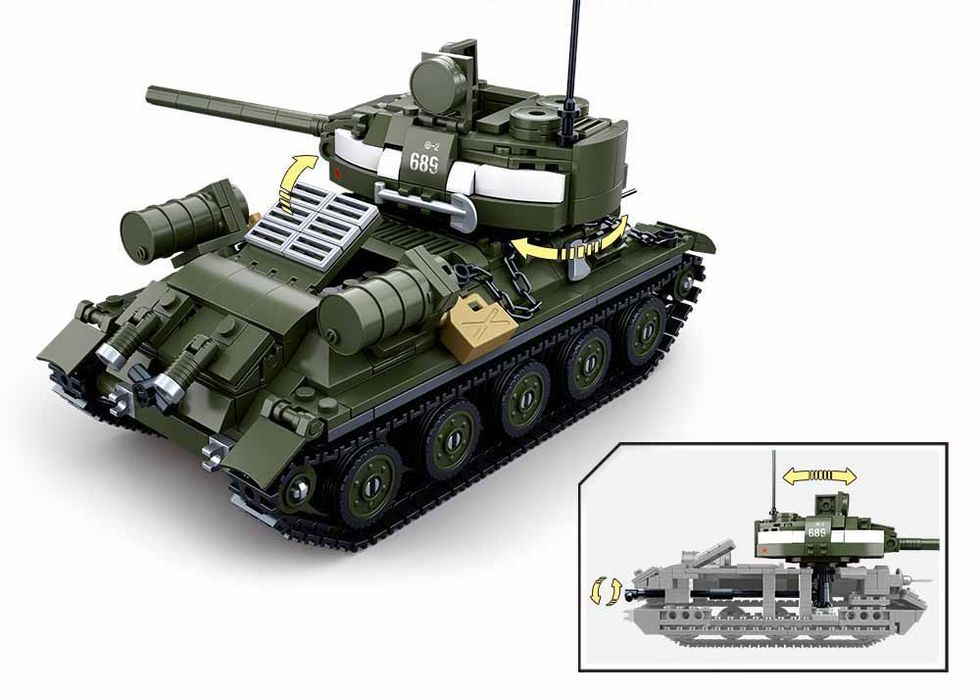 Klocki Wojsko Czołg T34/85 / SU-100 Rudy 102 687el