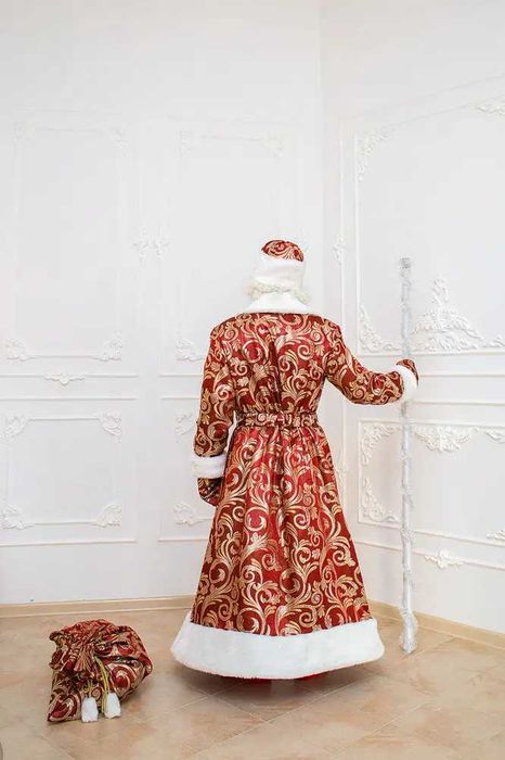 Костюм Деда Мороза красный жаккард