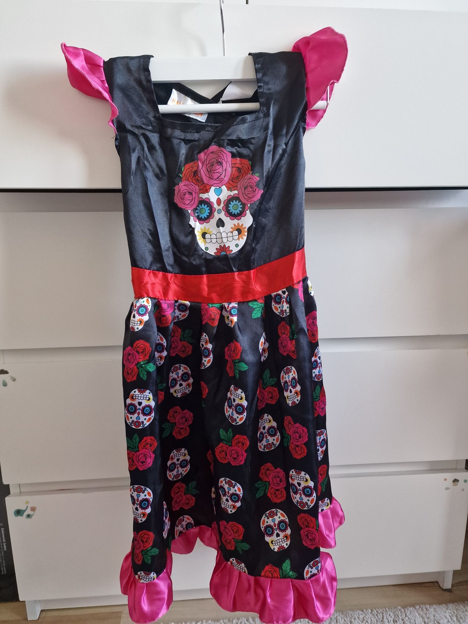 Sukienka Halloween Dia de los Muertos Meksyk 4-6lat