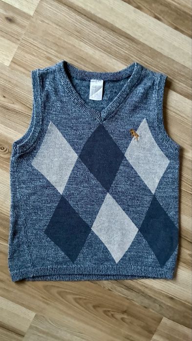 Kamizelka, bezrękawnik granatowa w kratę, H&M, rozm. 92