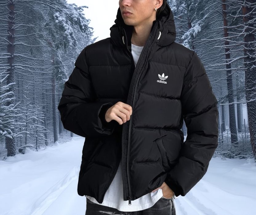 Зимняя мужская черная куртка теплая