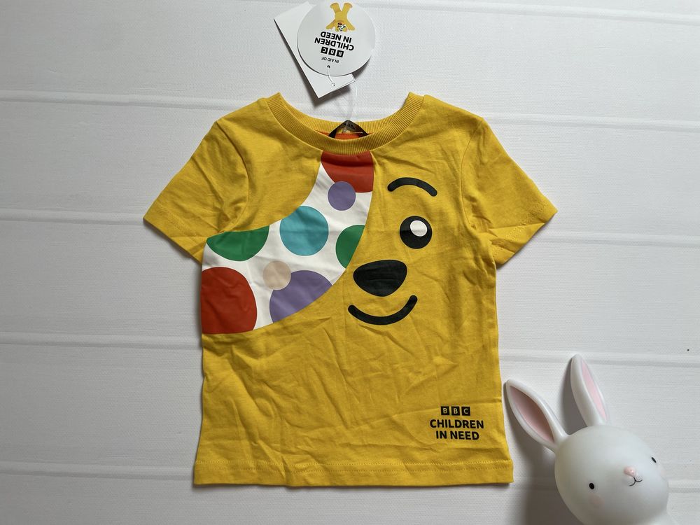 80-86 George miś żółta bawełniana koszulka tshirt z krótkim rękaw UK
