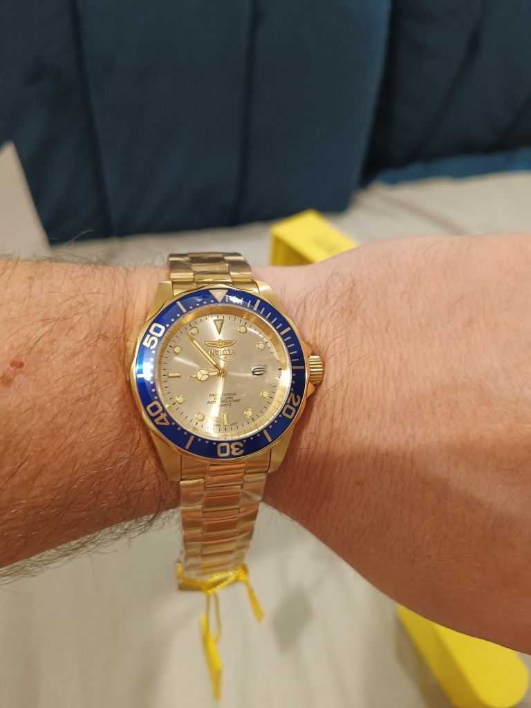 Zegarek invicta submariner nowy w foliach złoty gold pozłacany