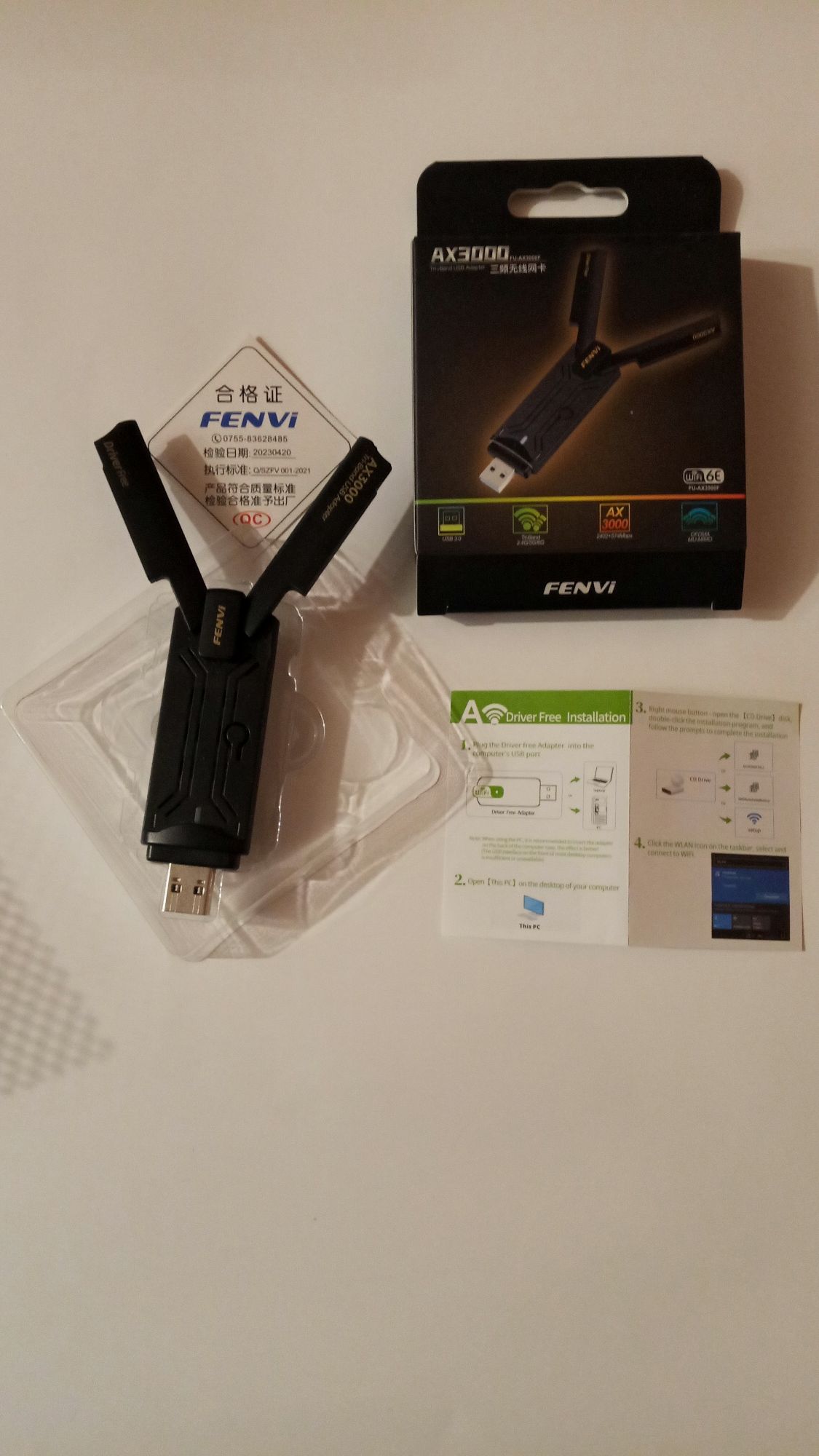 Трёхдиапазонный usb 3.0 адаптер WIFI6e Fenvi AX3000