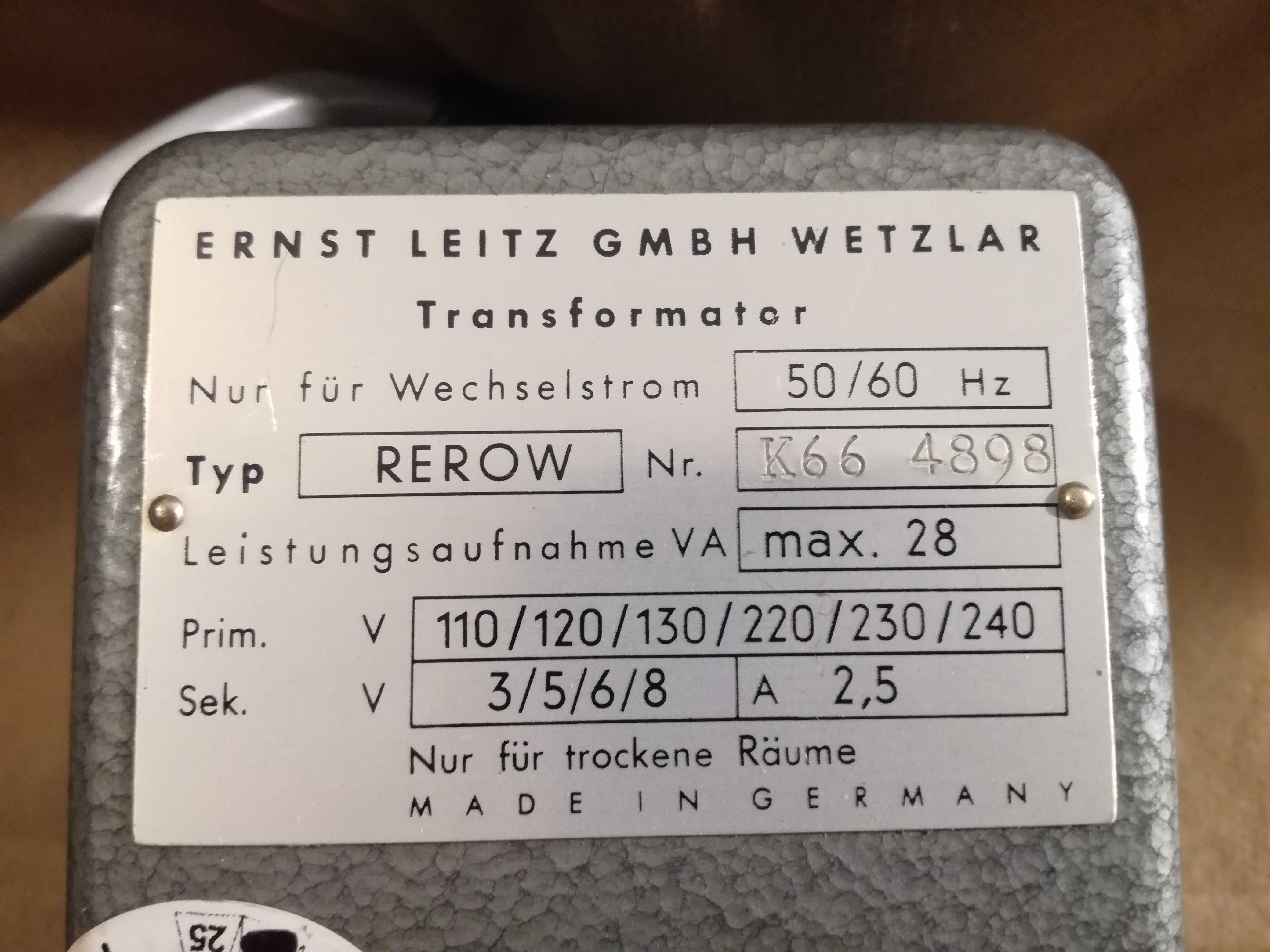 Leitz zasilacz 3/5/6V 8V REROW K66 mikroskop leica will wetzlar pzo