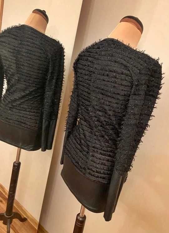 sweter włochaty s m czarny